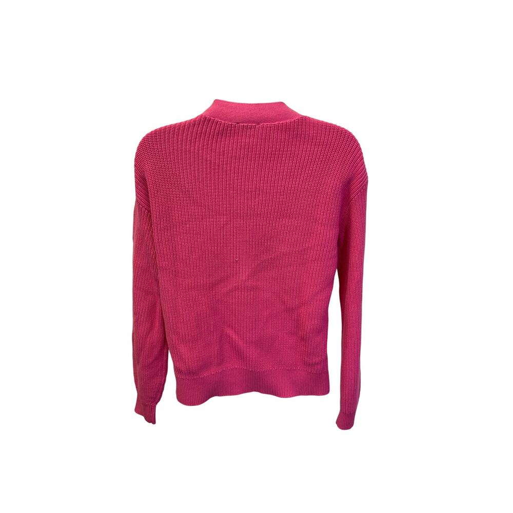 💗 Talbots US S Womens Pink Ribbed Knit V Neck Cardigan Sweater Classic Prep - Picture 3 of 4